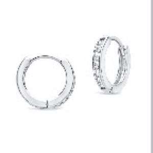Sterling Forever Silver CZ Micro Hoops Huggies